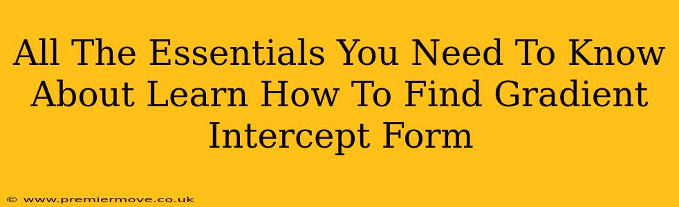 All The Essentials You Need To Know About Learn How To Find Gradient Intercept Form