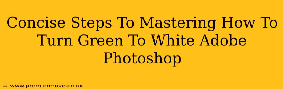 Concise Steps To Mastering How To Turn Green To White Adobe Photoshop