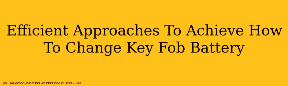 Efficient Approaches To Achieve How To Change Key Fob Battery