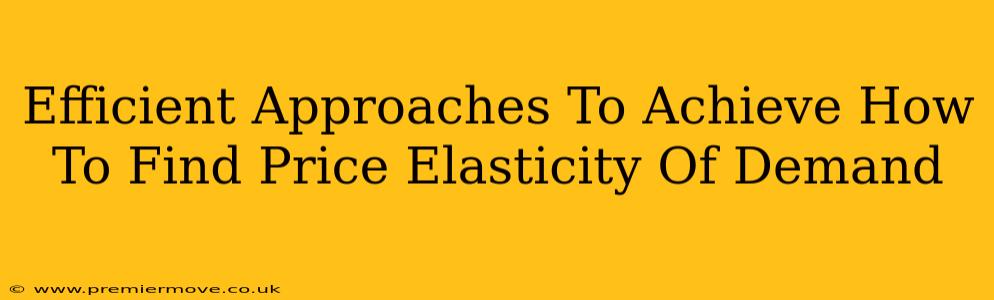 Efficient Approaches To Achieve How To Find Price Elasticity Of Demand