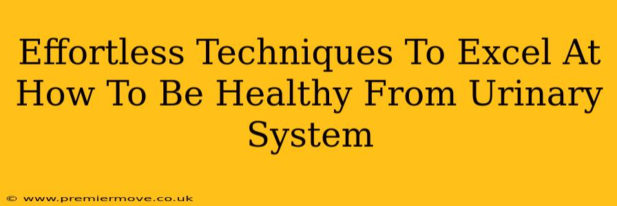 Effortless Techniques To Excel At How To Be Healthy From Urinary System