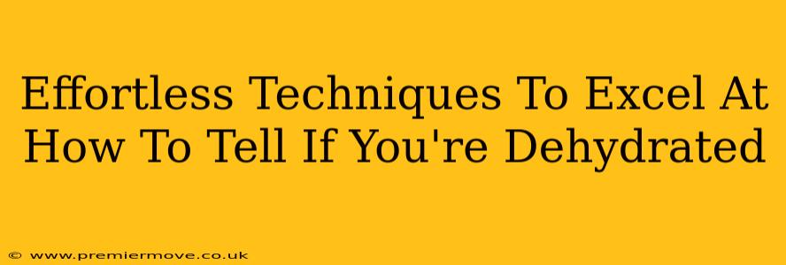 Effortless Techniques To Excel At How To Tell If You're Dehydrated