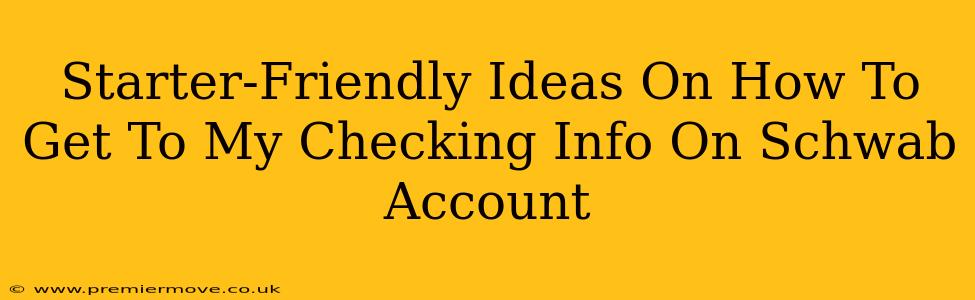 Starter-Friendly Ideas On How To Get To My Checking Info On Schwab Account
