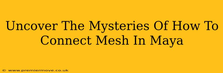 Uncover The Mysteries Of How To Connect Mesh In Maya
