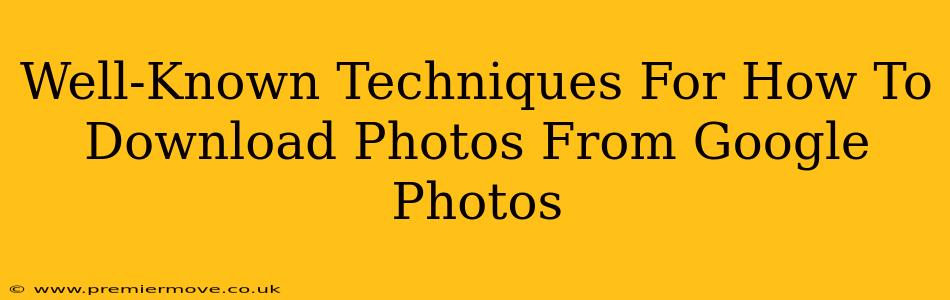 Well-Known Techniques For How To Download Photos From Google Photos